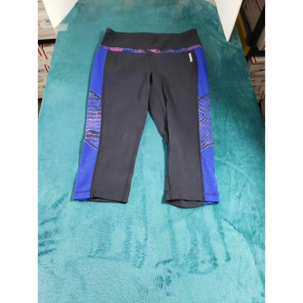 Reebok Pants Size Large Women Black Elastic Waist Running Jegging Tights Capri